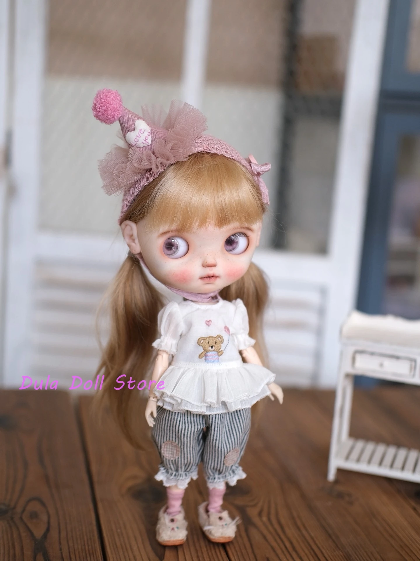 Dula Vestiti per le bambole Vestito Orsetto Pantaloni a palloncino Blythe ob24 Landoudou LandazzAzone Licca ICY JerryB 1/6 Bjd Doll