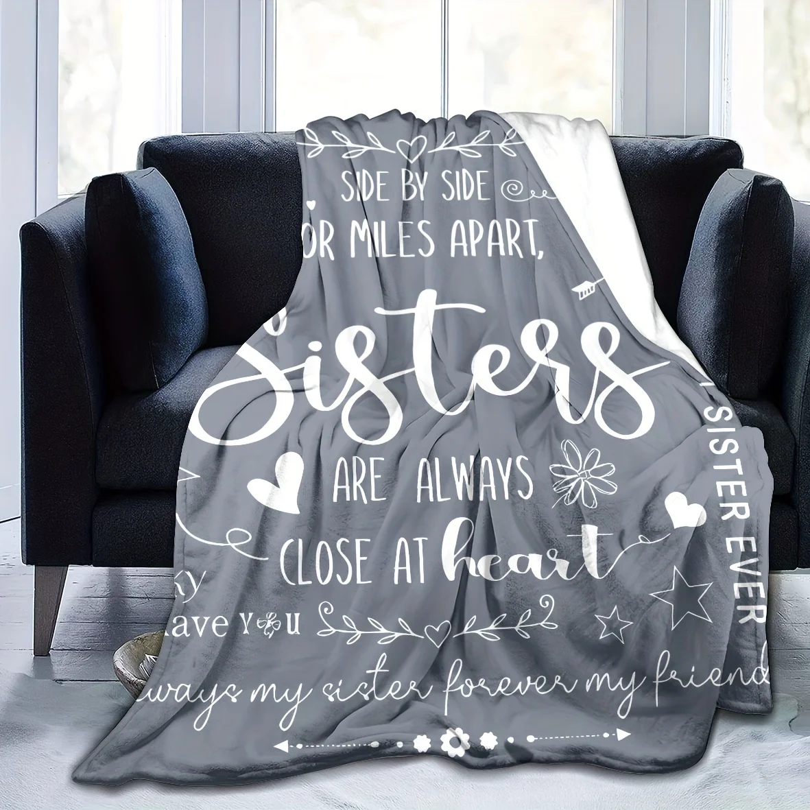 Gray Flannel Blanket - Birthday Gift for Women, Soft Digital Printed Blanket for Bed/Sofa/Air Conditioner, Amazon Best Seller