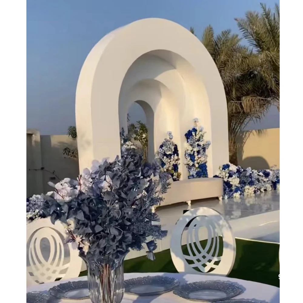 

New Design Wedding Arch Backdrop Artificial Flower Arch Metal Stand for Party Stage Decoration