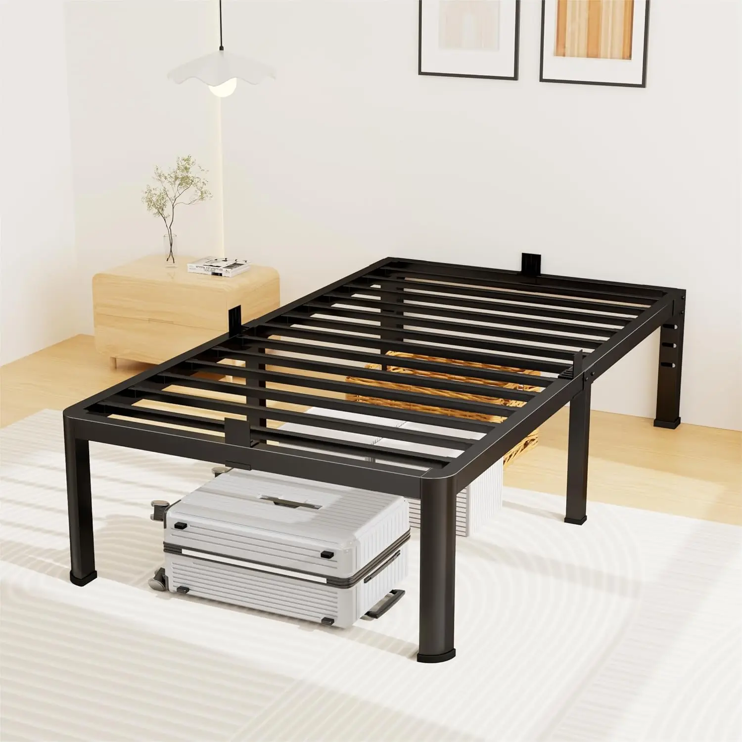 

14 Inch Twin Bed Frame, Metal Platform Bed Frame with Round Corner Legs, 3500 lbs Heavy Duty Steel Slats Support, No Box