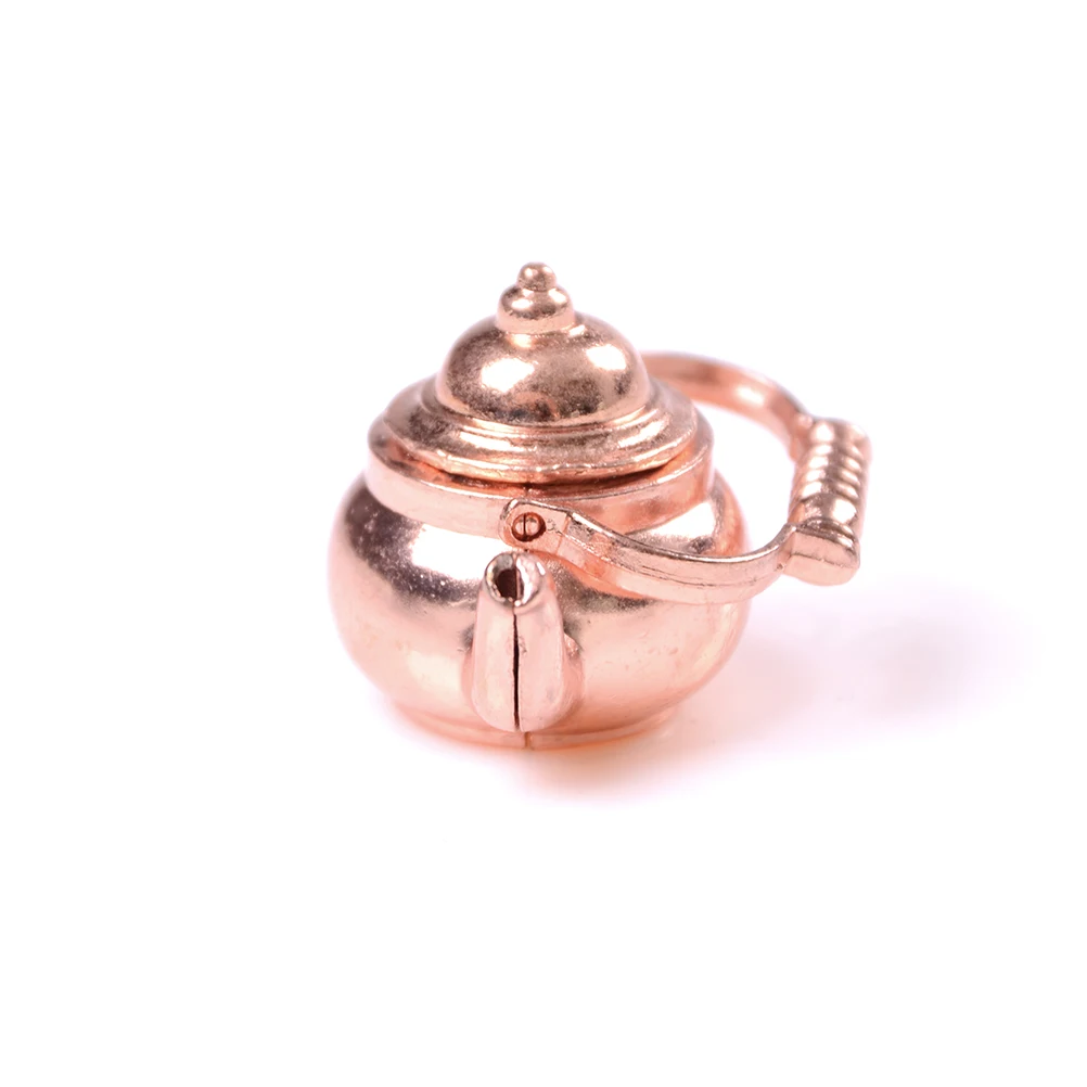 1 PC 1/12 ドールハウスミニチュア銅合金ティーケトル/ティーポットモデルミニシミュレーションキッチン装飾おもちゃアクセサリー