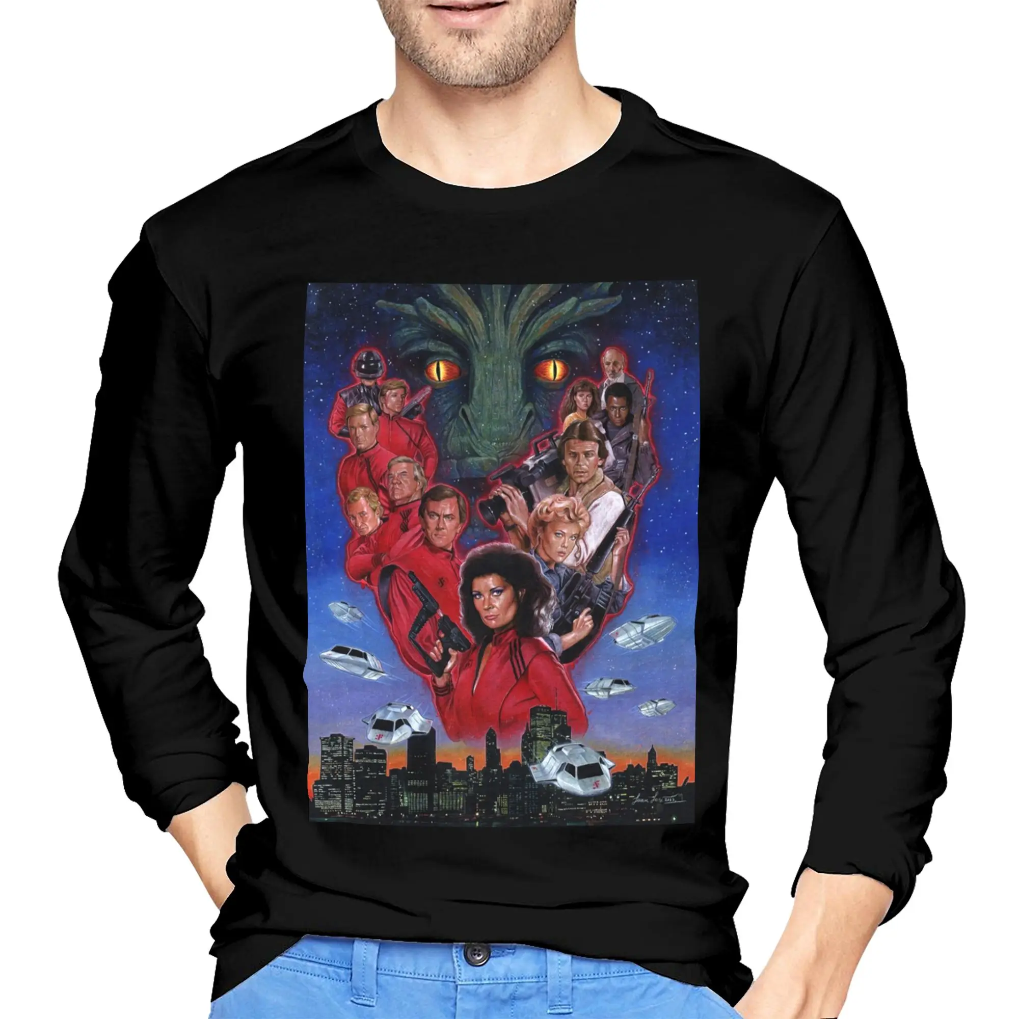 

V The Visitors miniseries 40th anniversary Men's Long Sleeved T-shirt Casual Round Neck T shirts Spring and Autumn Men tops