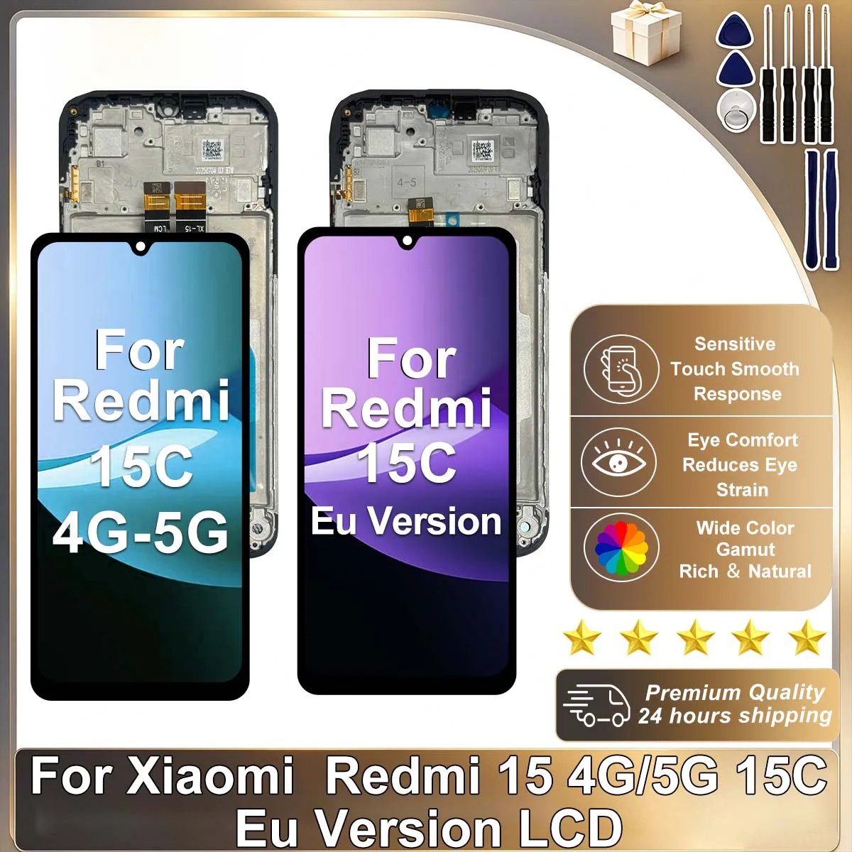 IPS For Xiaomi Redmi 15C 4G LCD Redmi 15C 5G Display Touch Screen Digitizer For Redmi 15C Eu Version Display Replacement Parts