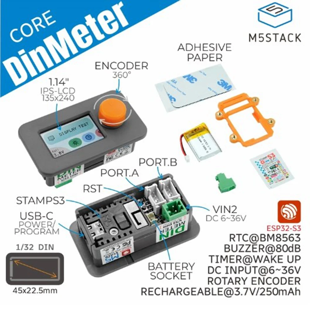 M5Stack Official Din Meter w/ M5StampS3 M5Stack Din Meter Programmable embedded development board  ESP32S3