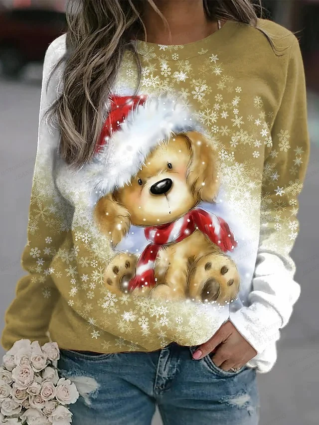 Sudaderas con capucha con estampado de perro en 3d para mujer, de cuello redondo Sudadera con capucha, Sudaderas de animales Kawaii, chándal para mujer, abrigos para niña