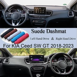 For Kia Ceed SW GT 2018 2019-2023 Suede Leather Dashmat Dash Mat Cover Dashboard Pad Nonslip Carpet CarStyling Car Accessories