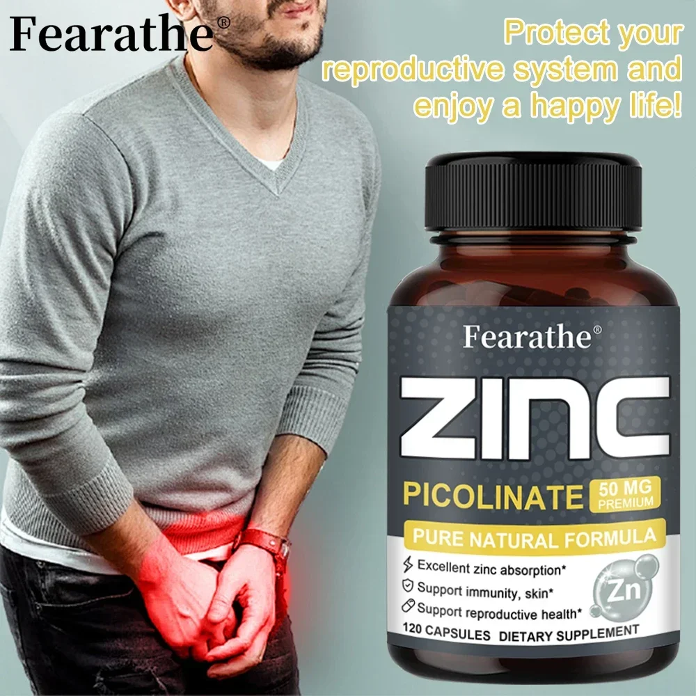 Zinc Capsules 50 Mg - Natural Antioxidant, Immune, Hair, Nails & Skin Support Supplement, Unisex