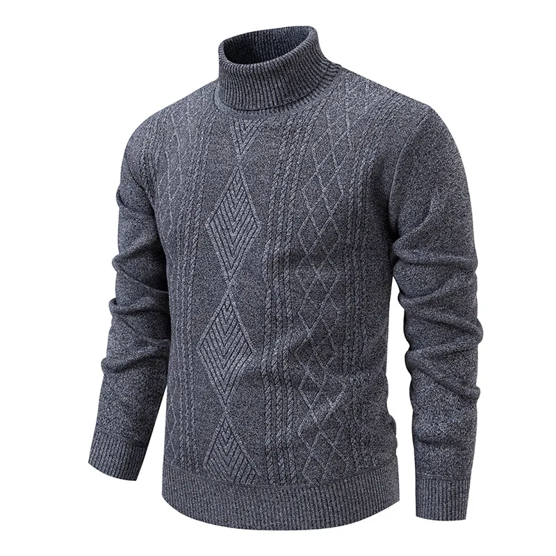 

Мужской свитер с высоким воротником, флисом и утолщенным базовым слоем для повседневного тепла осенью и зимой