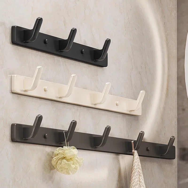 Creative Grey Robe Hook Black Bathroom Clothes Hook Wall Mounted Towel Hook Aluminum Key Hat Bag Hanger Bathroom Robe Hooks