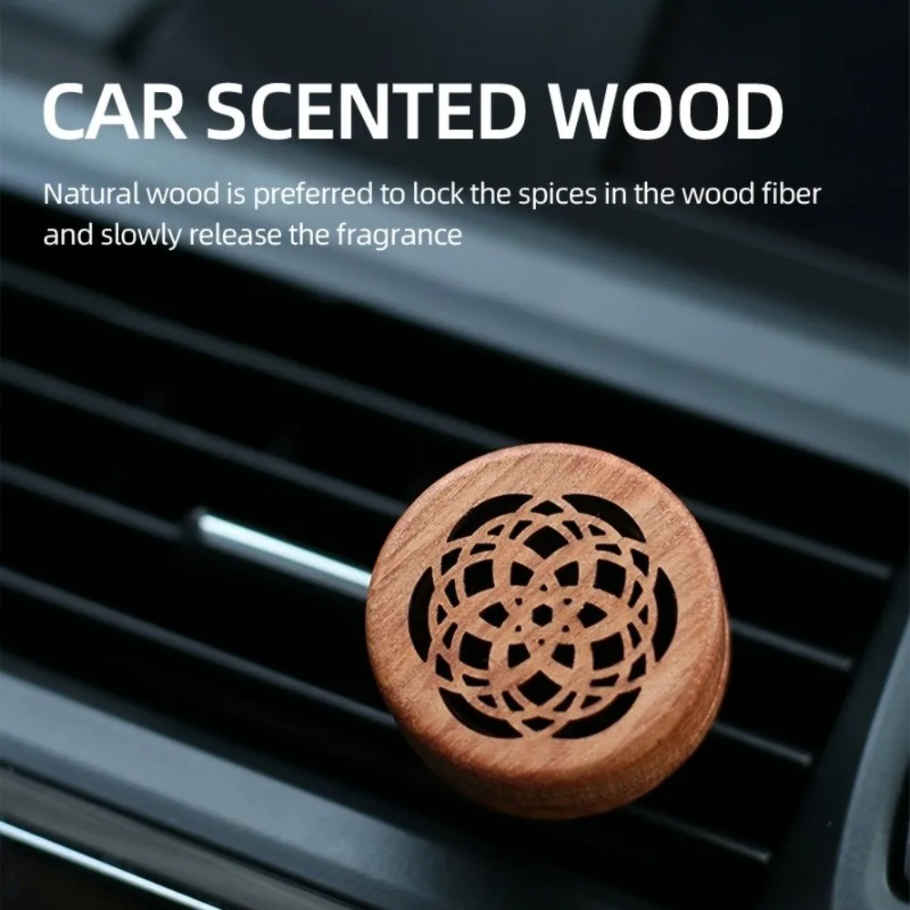 Natural Fragrance Car Essential Oil Diffuser Long-lasting Floral Slowly Volatile Wooden Aroma Diffuser Clip-on