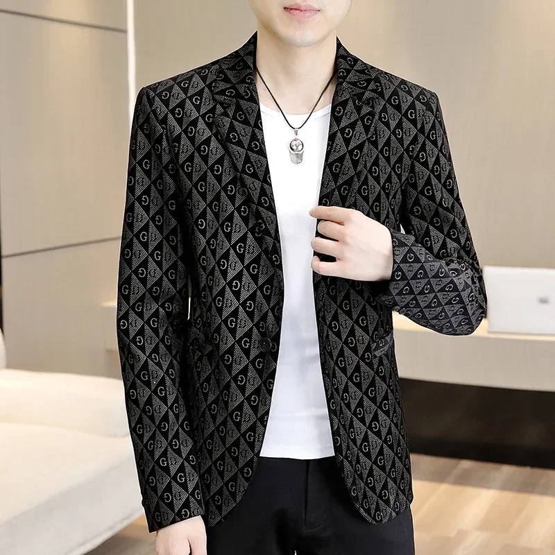 

Brand Blazer Men Jackets Casual Coats Handsome Masculino Business Suits Letter Printing Men's Blazers Hombre Wedding Suit Jacket