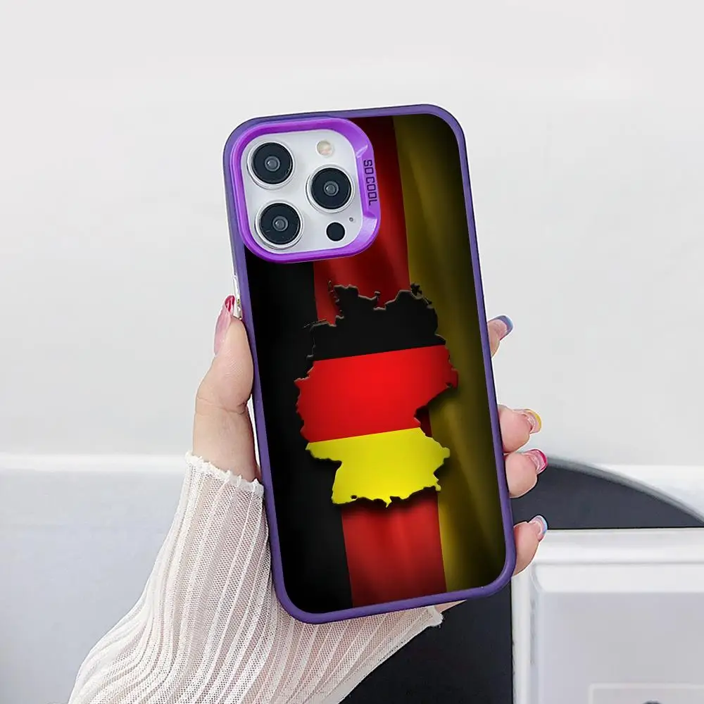 

Чехол для мобильного телефона с флагом Германии для iPhone 17, 16, 15, 14, 13, 12, 11 X XR XS 8 7 Pro Max Plus, полупрозрачный фиолетовый чехол