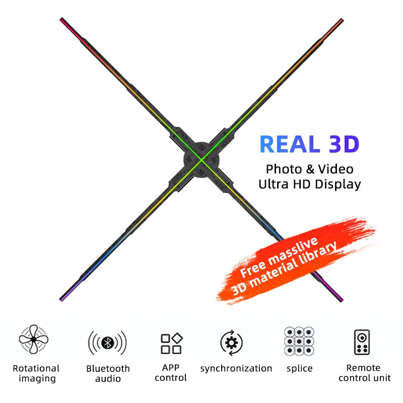Ultra HD 65cm 100cm 3D Fan Hologram Projector Holographic Advertsing Lights LED Sign Lamp Support Cloud Controll WIFI Display