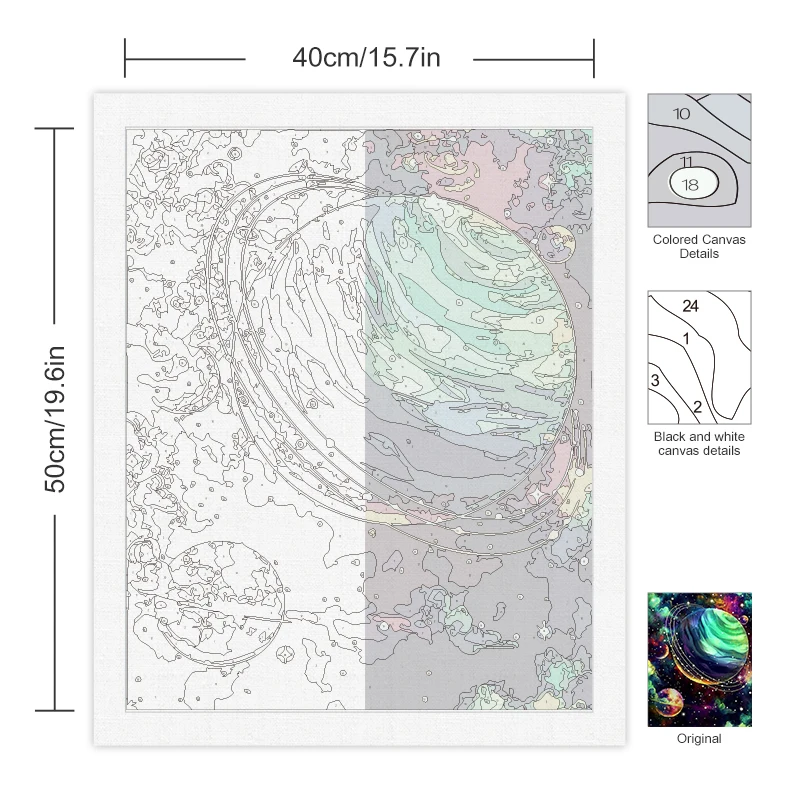 CHENISTORY-pintura por número de paisaje de Planeta, dibujo sobre lienzo, regalo de arte pintado a mano, imágenes por número, Kits de decoración del hogar