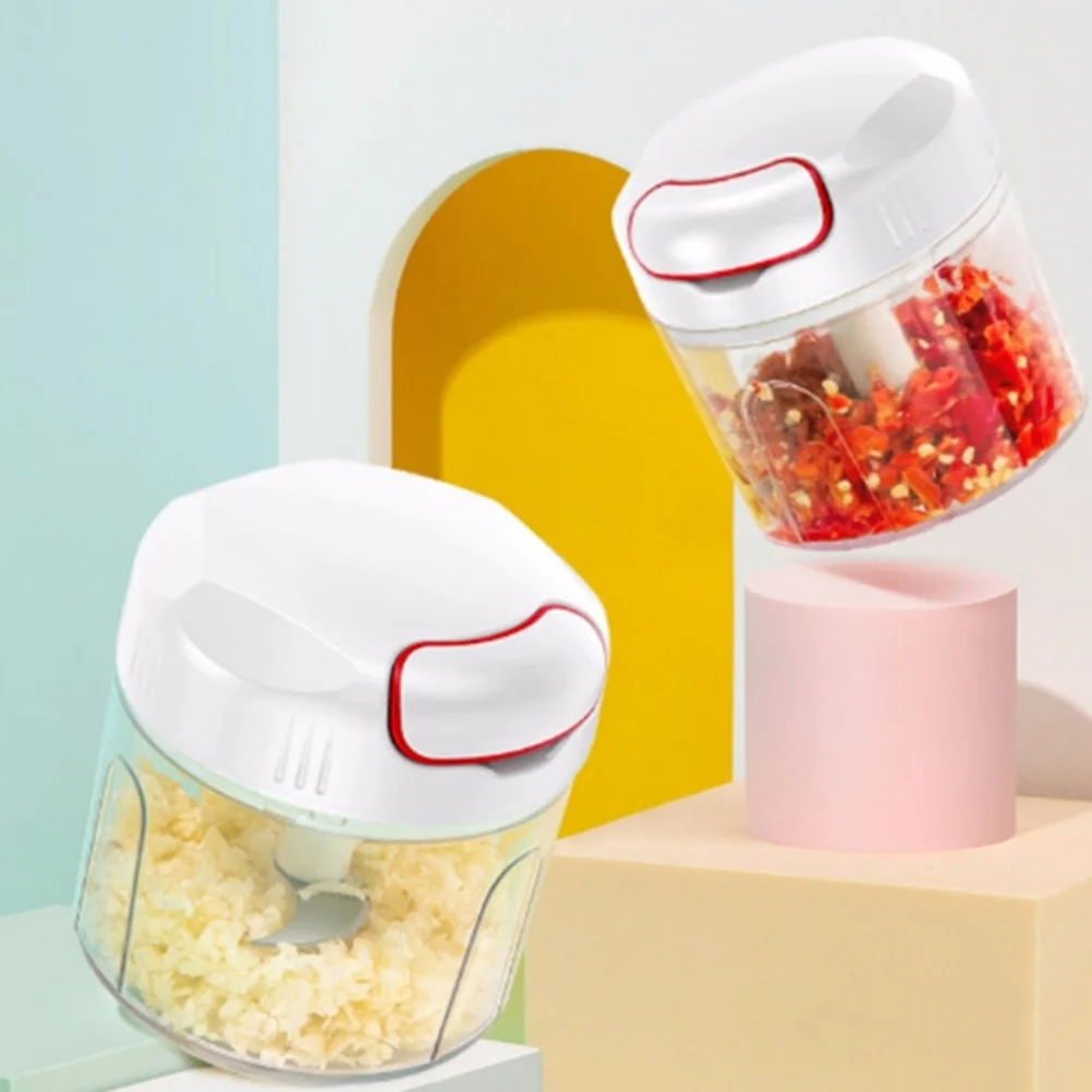 

Mini Manual Garlic Chopper Portable Kitchen Vegetable Fruit Meat Mincer Stainless Steel PP Food Crusher