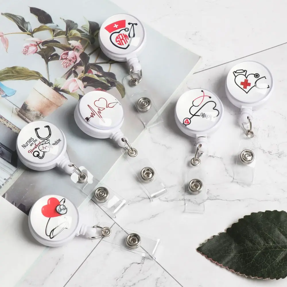 1pc Fashion Anti-Lost Clip Retractable Badge Holder Key Ring Lanyards Nurse ID Name Card