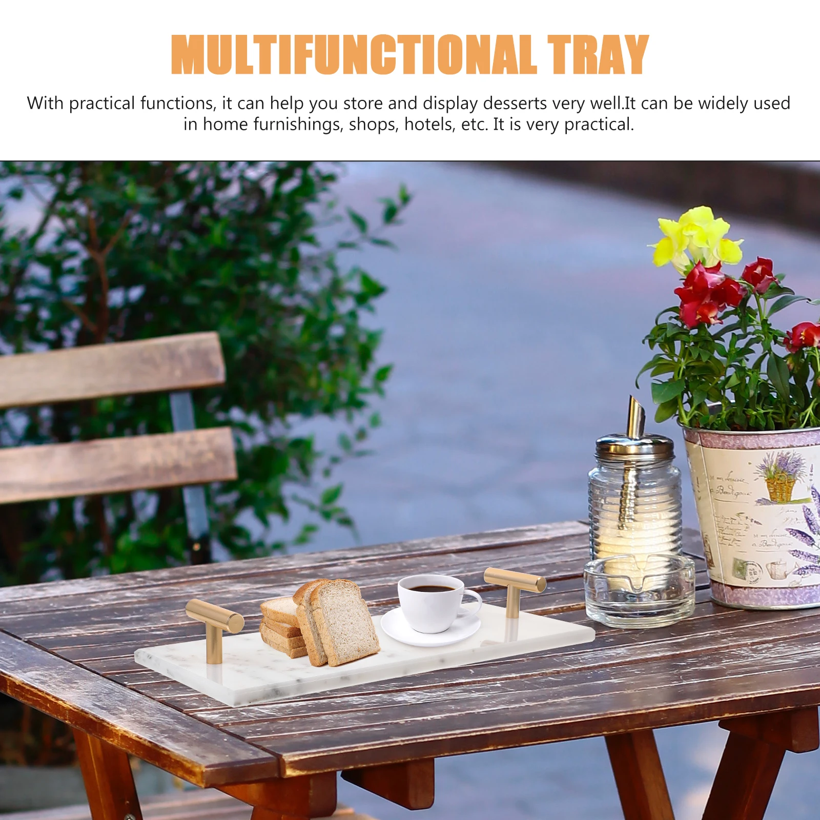 

1pc Dessert Marble Storage For Home Hotel Multifunctional Tray Coffee Shop Multifunctional Serving Tray Kitchen Barware