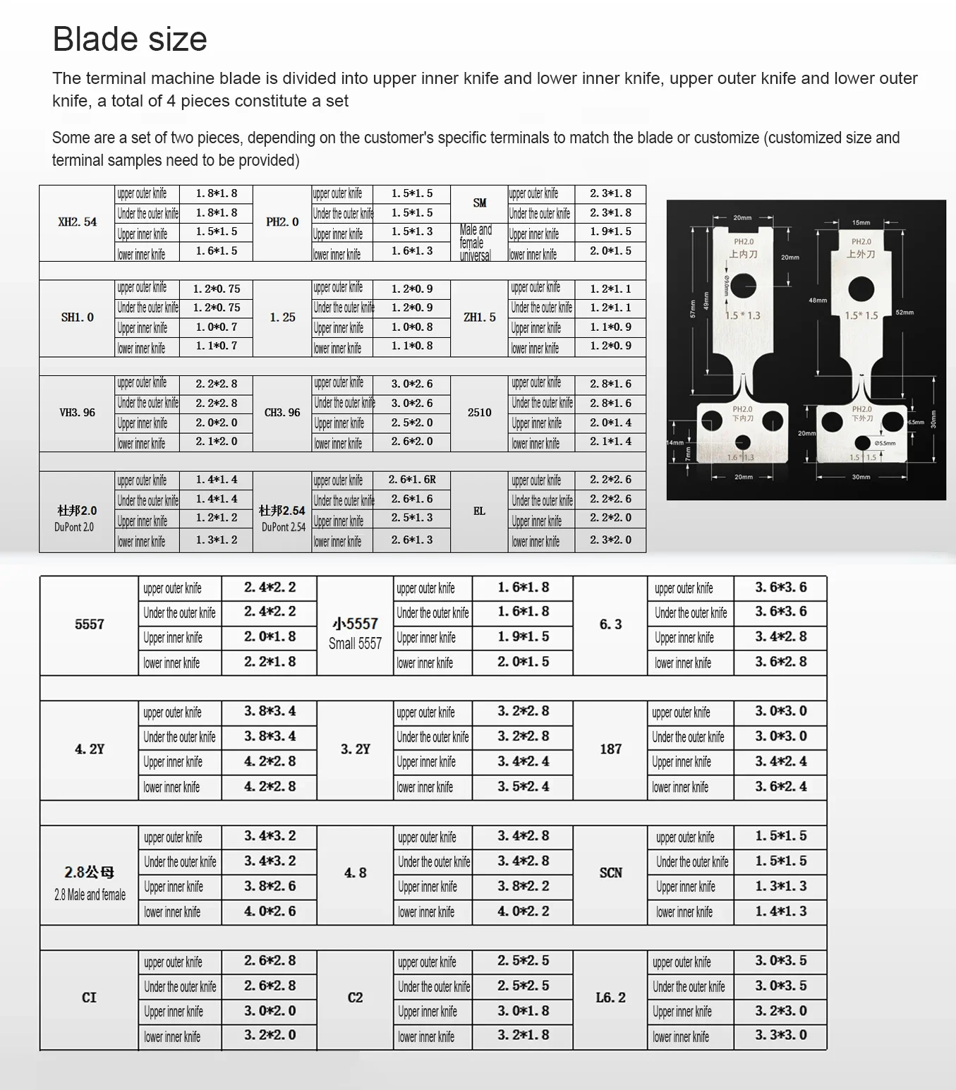 BORX jst Terminals Crimping Mold Blade Various Models And Specifications Blades For Terminal Machine Crimp Tools Accessories 4PC