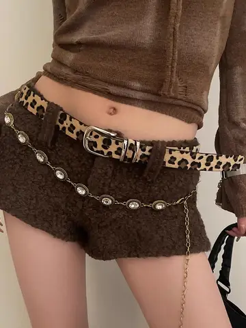 패션과 개성 벨트 여성 디자인 작은 표범 무늬 뱀 피부를 느끼는 멋진 멋진 N 스파이스 소녀 스타일 올인원 벨트