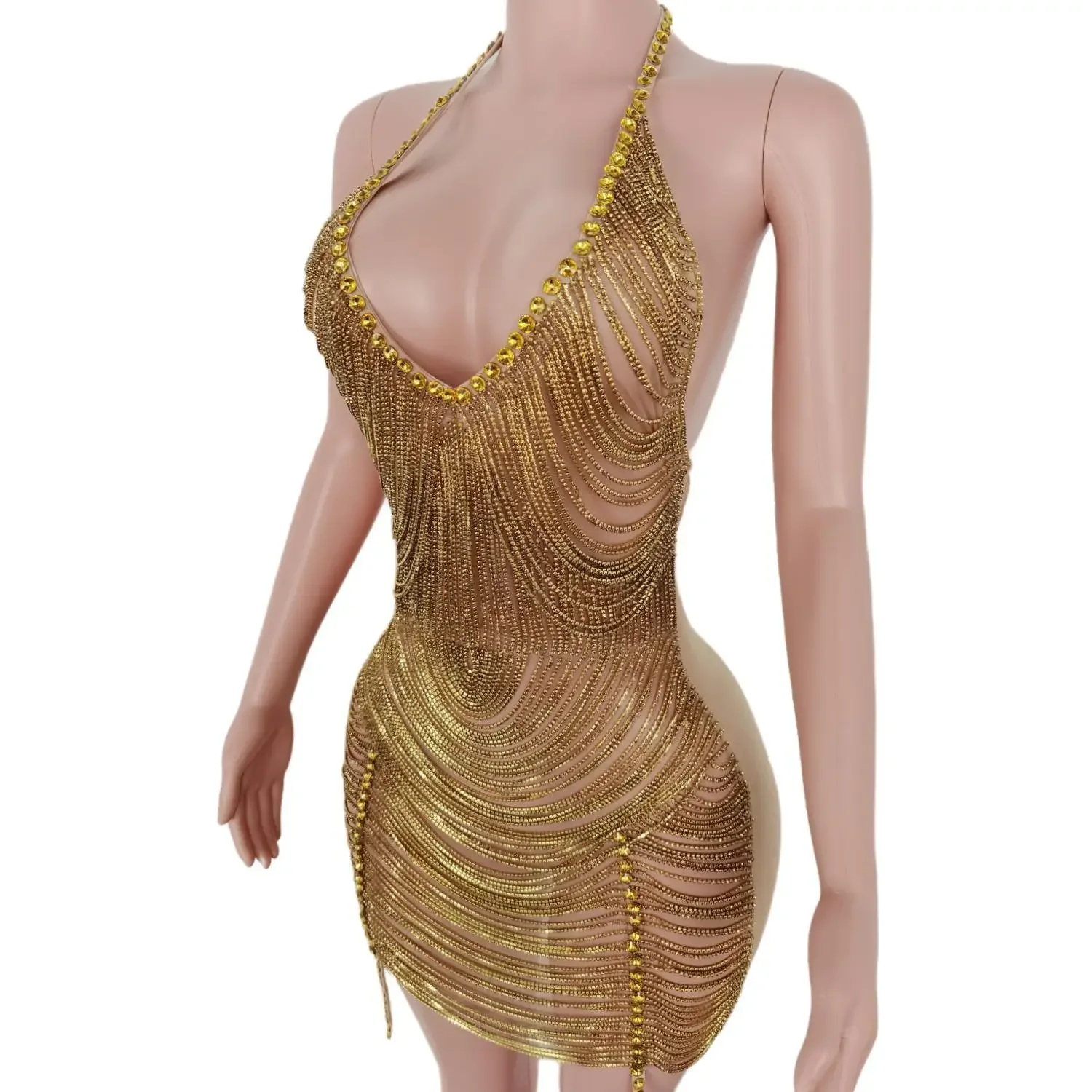 Birthday Dress Glittering Diamond Tassels Dresses Women Lady Elegant Party luxurious Cocktail Dresses Party Wear