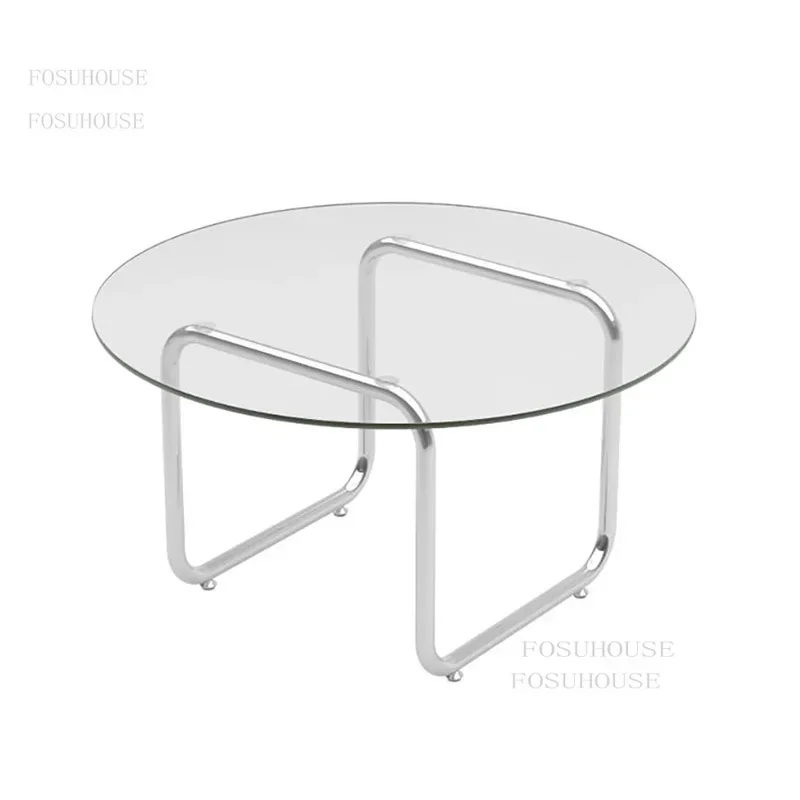 Nordic Transparent Glass Coffee Tables Light Luxury Living Room Furniture Modern Home Low Table Simple Round Sofa Side Table