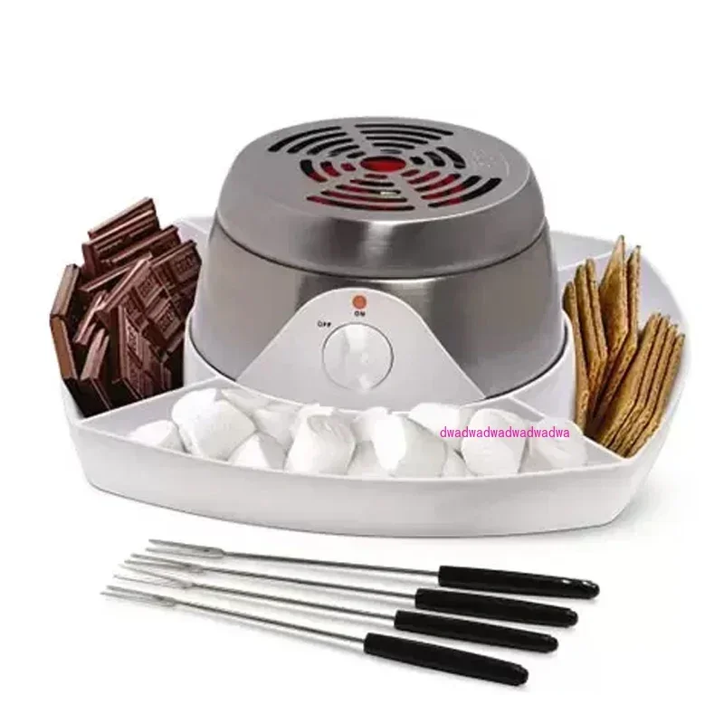 Approved Chocolate Marshmallow Roaster Tabletop Stainless Steel Indoor Electric Smores Maker with Four Forks