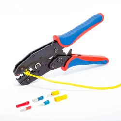 HS-30J Ratcheting Wire Crimping Tool 20-10AWG 0.5-6mm2 Crimping Pliers for Insulated Electrical Terminal