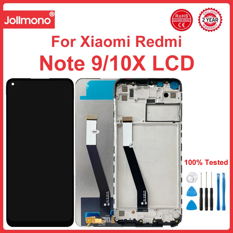 

6.53" Screen for Xiaomi Redmi Note 9 Lcd Display Digital Touch Screen With Frame for Redmi 10X 4G M2003J15SC Replacement