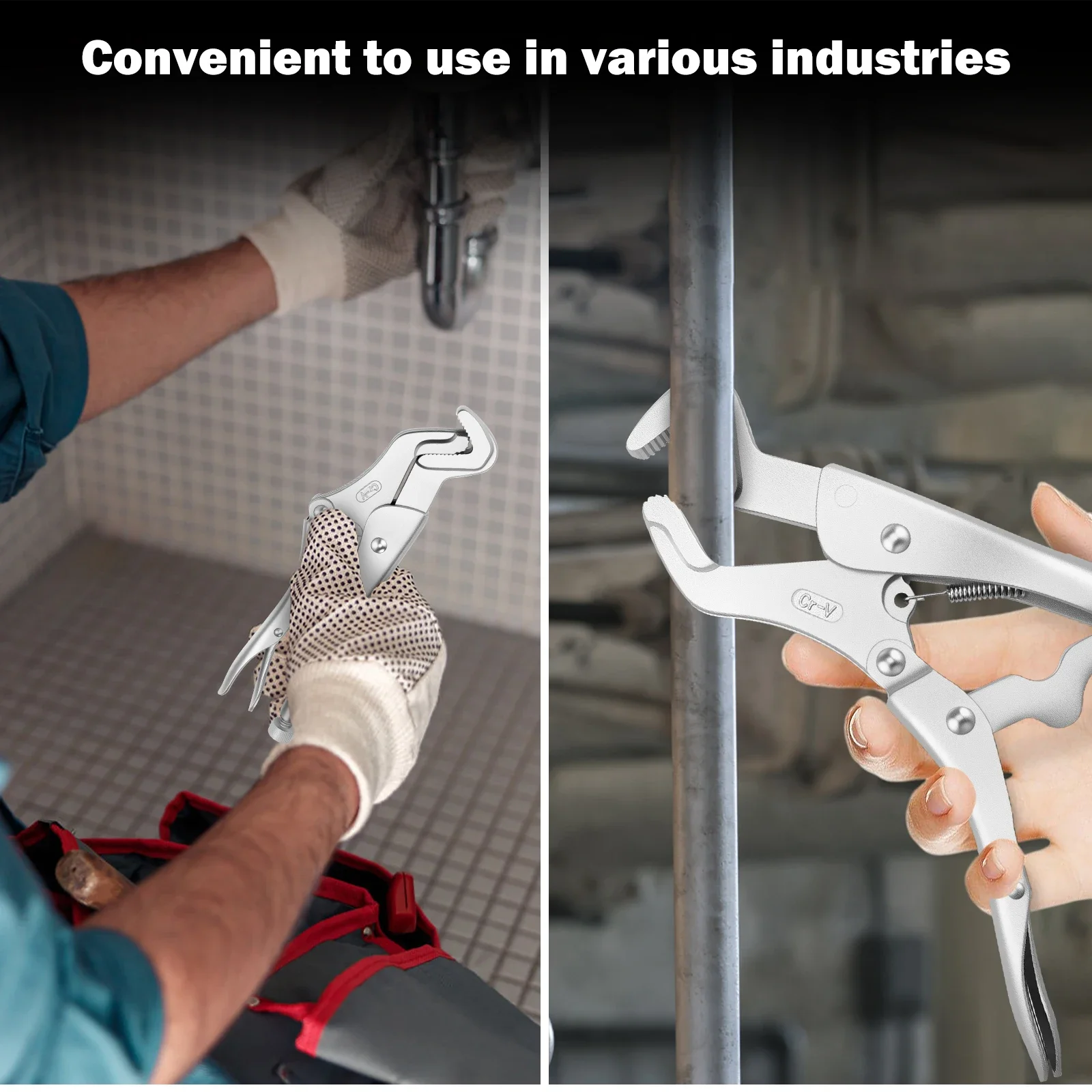 2Pcs 8 Inch Parrot Nose Locking Pliers Hand Tool Parrot Mole Grips Jaw Adjustable 6mm - 32mm Wrench Vice Grips for Woodworking