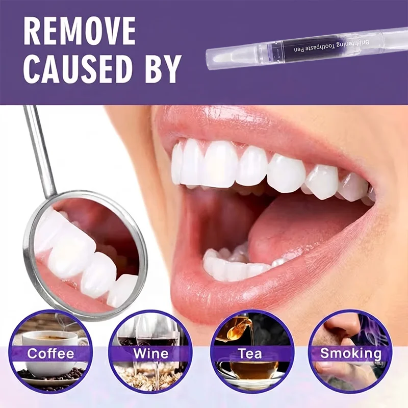 Brightening Tooth Pen, Professional Gel Whitening with Application Tip, Cleanses Teeth and Nurtures Gums, Special Formula for Se