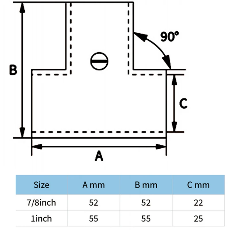 New Opening 316 Stainless Steel Tee Rail Fitting 3-Way Tee Fitting Tube Pipe Connector for 22mm/25mm OD Handrail Railing