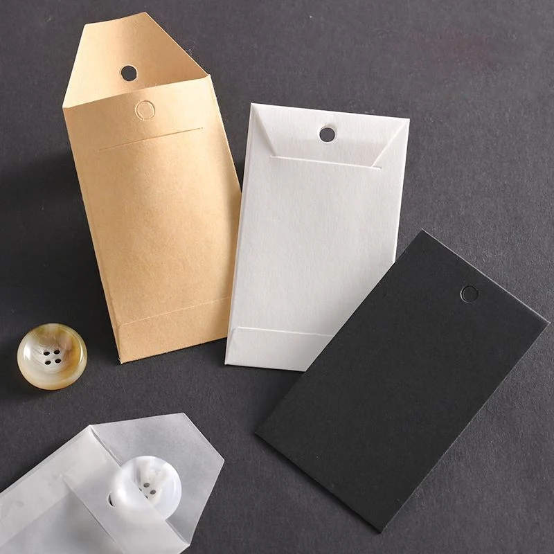 50pcs/lots 50x80mm Button Kraft Paper Bag Envelope Mini Spare Pocket Jewelry Earring Packaging Necklace Bracelet Card Sleeve
