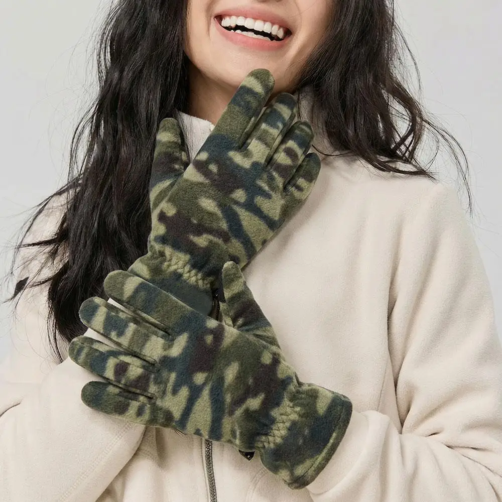 Esportes ao ar livre luvas de dedo cheio para homens mulheres engrossar luvas de lã polar resistente ao desgaste à prova de frio quente ciclismo luvas de esqui