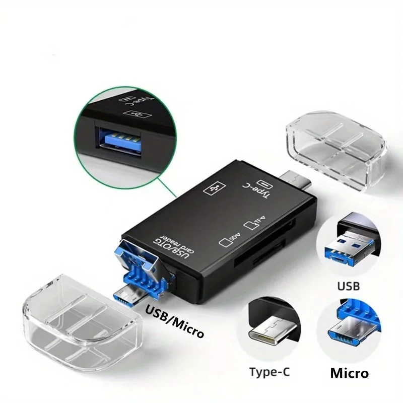 Czytnik kart OTG TF SD 6 w 1 Wielofunkcyjny adapter USB do pamięci flash do telefonu, komputera, aparatu i laptopa