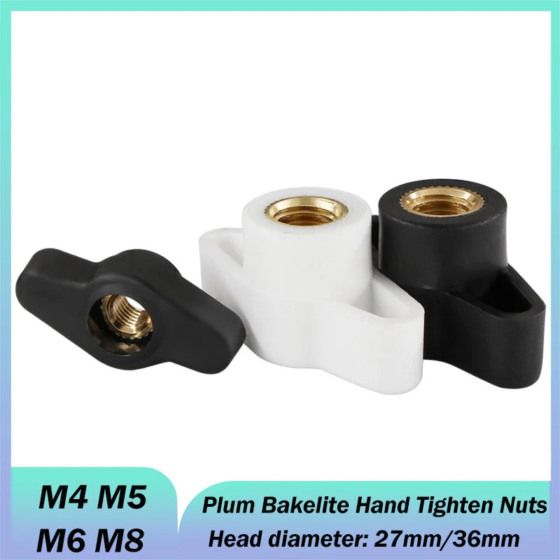 5pcs/lot Butterfly Plastic Head Hand Knob Nut Through Hole/Blind Hole M4 M5 M6 M8 T Type Plum Bakelite Hand Tighten Nuts