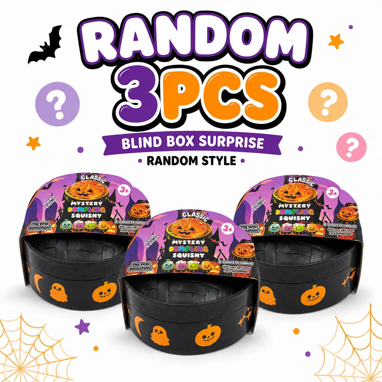 Halloween Squishy Dumpling Set 1-5 Stück Zufällige Mystery Box Langsam aufsteigendes Quetschspielzeug Sensorisches Stressabbau-Spielzeug Schreibtischgeschenk – Detail 5