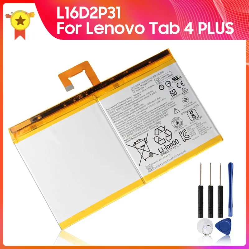 

Сменный аккумулятор L16D2P31 для Lenovo Tab4 Tab 4 PLUS TB-X304F TB-X704F, Новая Батарея 7000 мАч с инструментом