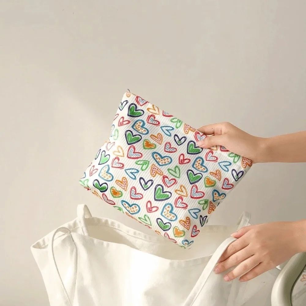 

Corduroy Makeup Bag Multifunctional Large Capacity Storage Bag Printed Design with Zipper Toiletry Bag Travelling Storage