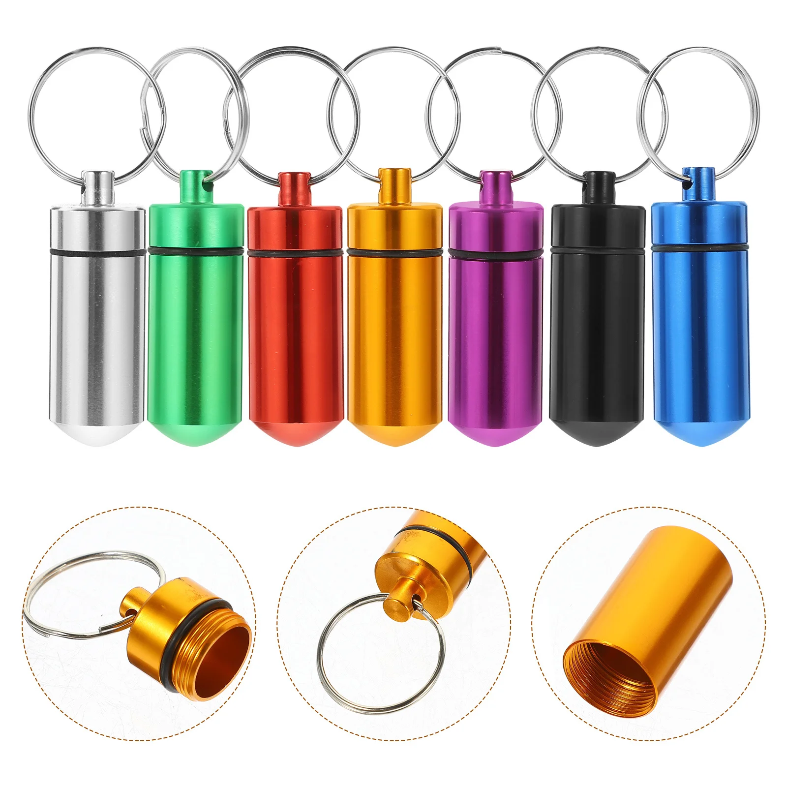 

7Pcs Portable Medicine Storage Pendant Small Pill Case Keychain Holder Hanging Mini Organizer for Travel Camping Outdoor Use