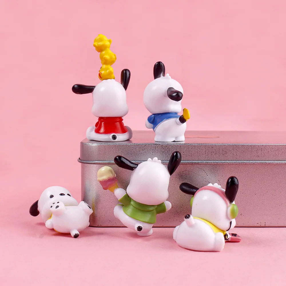 5Pcs/set Sanrio Cute Pochacco Action Figure Kawaii Pvc Toys GK Model Home Cake Decoration Ornament Doll Kids Charm Birthday Gift