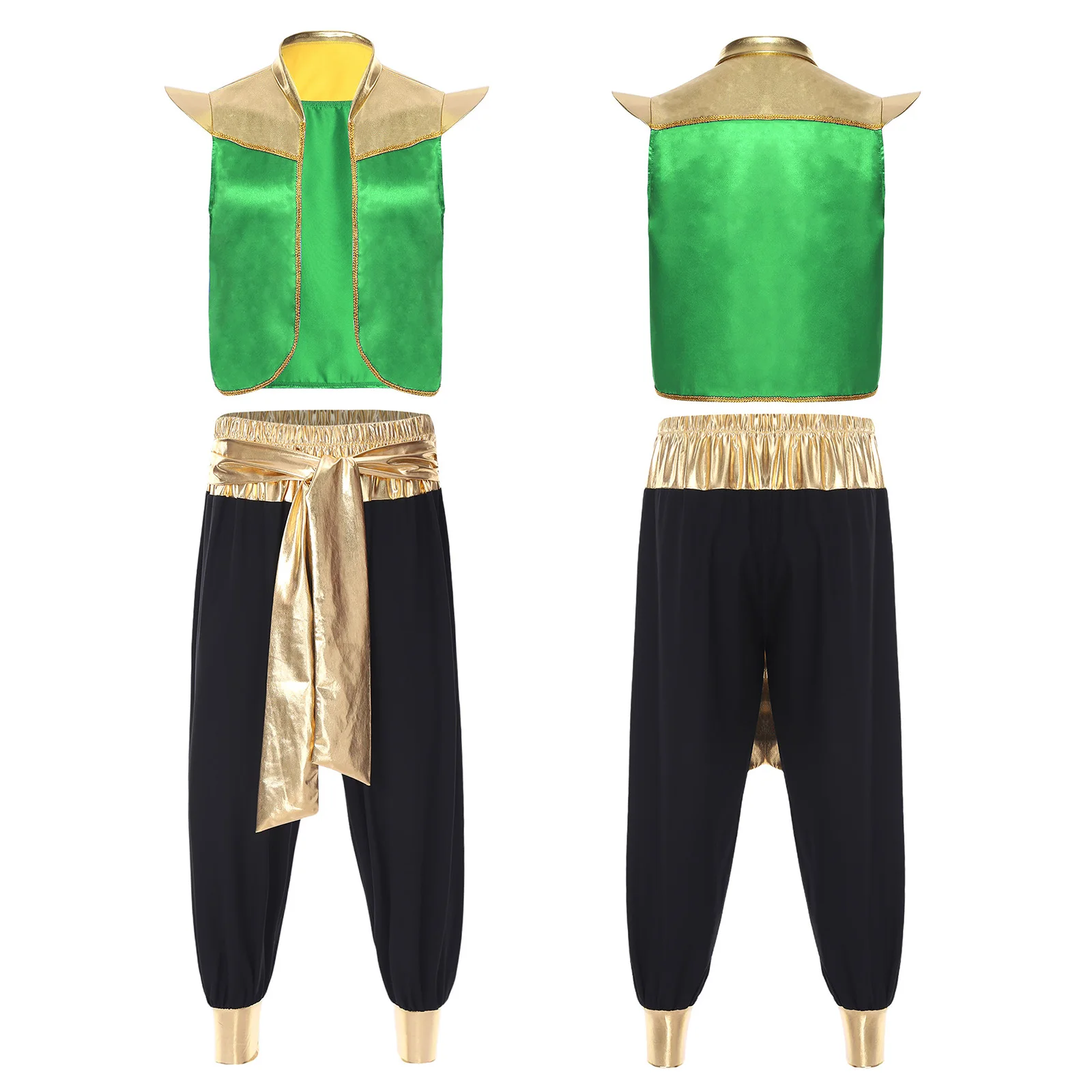 Conjunto de chaleco y pantalones largos con faja para hombre, disfraz de Príncipe indio de Oriente Medio árabe, Carnaval de Halloween, para disfraces de personajes de lámpara mágica