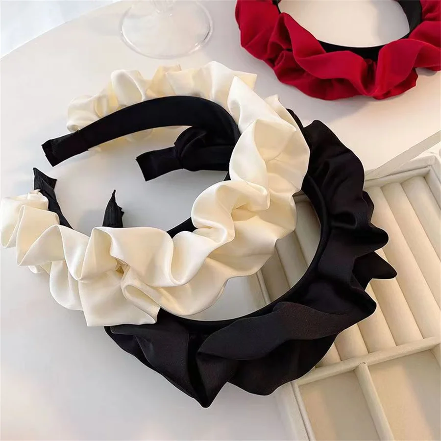 Fashion sweet Wide Hair Bands For Women Headdress Solid Color Cloth Headband Girls Hairband Hair Hoop Female Hair Accessories