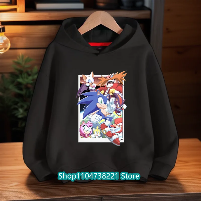 Boys Girls Spring Fashion Top Kids Clothes Gifts New Sonic Hoodies for Children Anime Cartoon Figures Printed Kawaii Sweatshirt