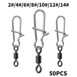 50PCS Pike Fishing Accessories Connector Pin Bearing Rolling Swivel Stainless Steel Snap Fishhook Lure