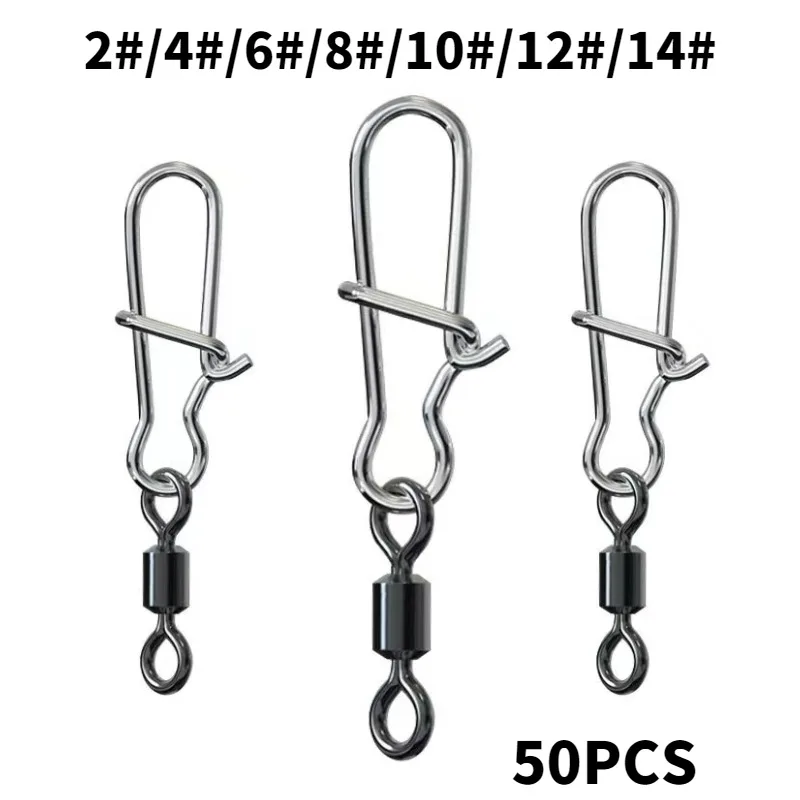 50 szt. Akcesoria wędkarskie na szczupaki Złącze Pin Łożysko Rolling Swivel Zatrzask ze stali nierdzewnej Fishhook Lure