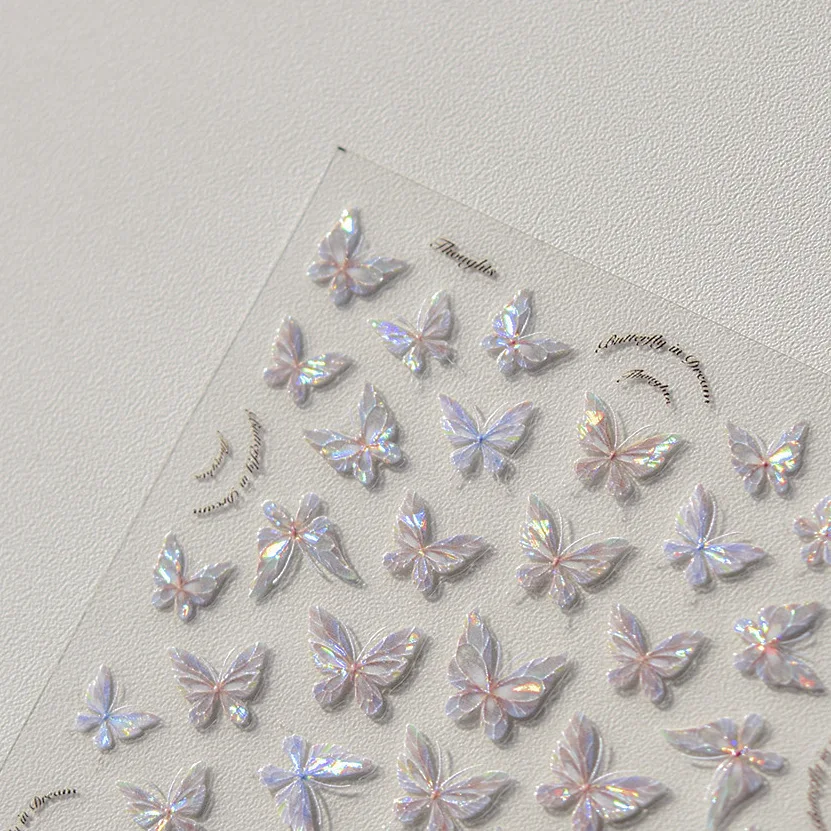 1 Pcs French Butterfly Nail Sticker 3D Nail Decoration