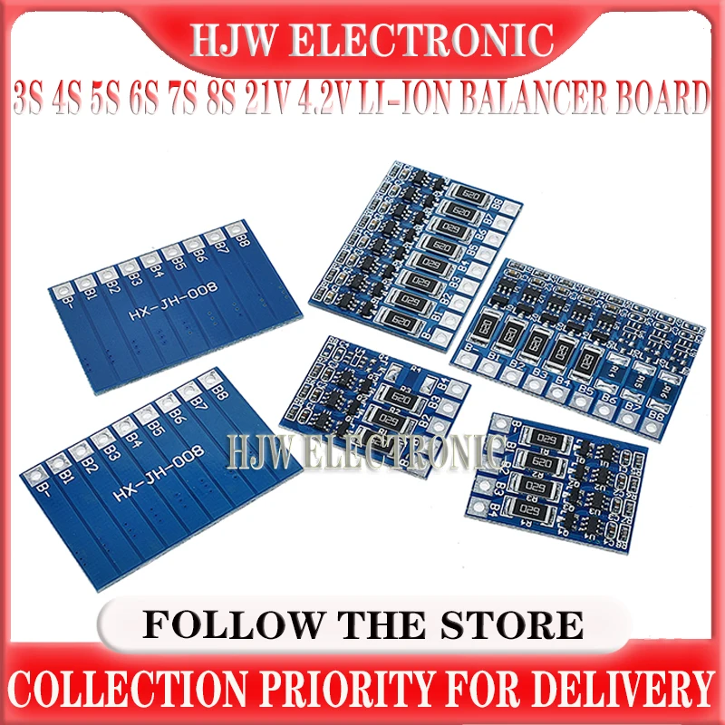 3S 4S 5S 6S 7S 8S 21V 4.2v li-ion balancer board 18650 li-ion balncing full charge battery Balance Function Protection Board