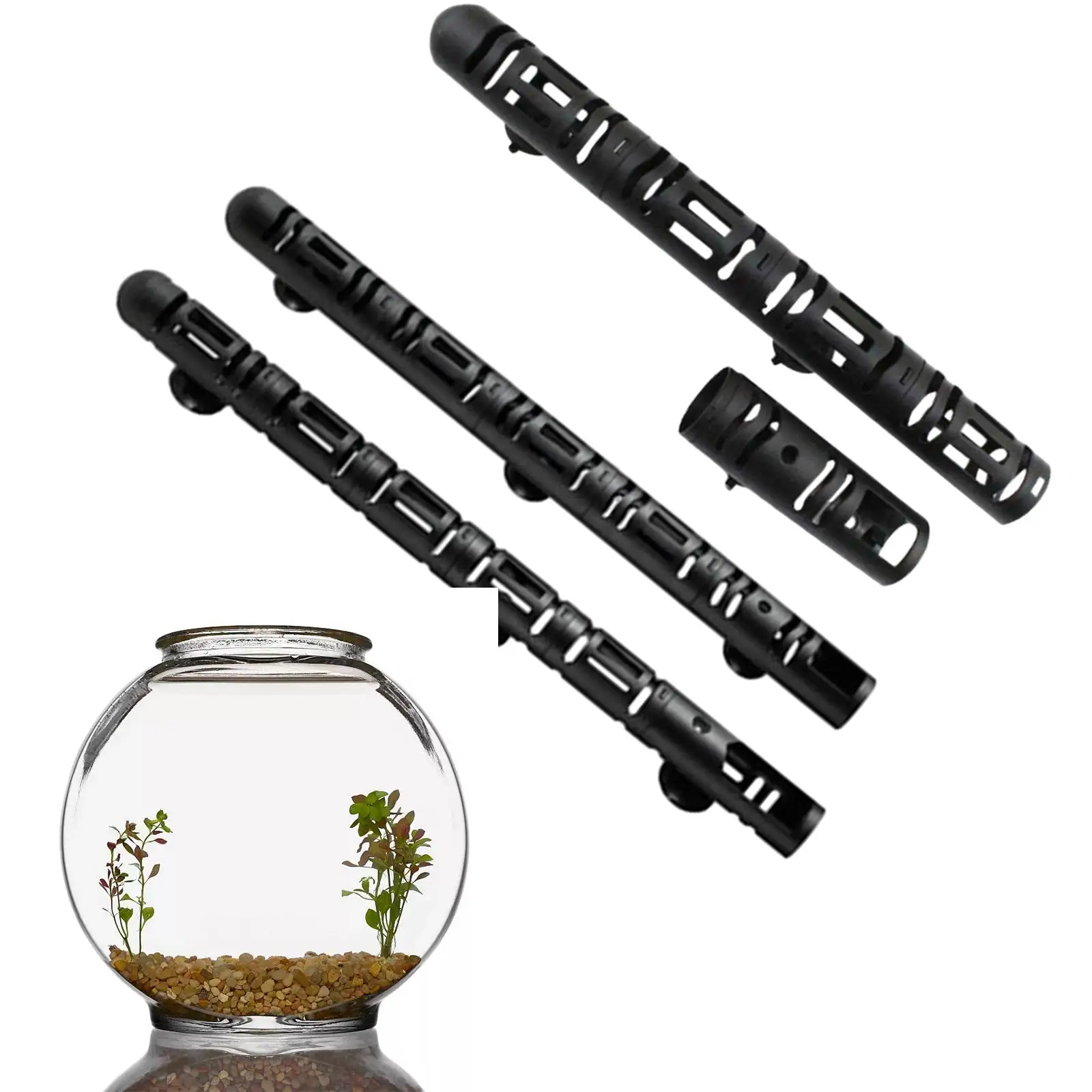 Cylinder Aquarium Heater Protective Cover Heating Rod Sleeve with Suction Cups Easy to Install Protective Covering Adjustable