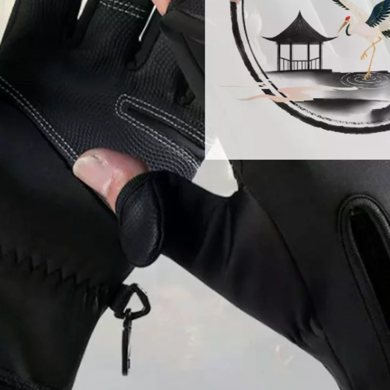 

Зимние перчатки для рыбалки, водонепроницаемые ветрозащитные перчатки для рыбалки с двумя пальцами