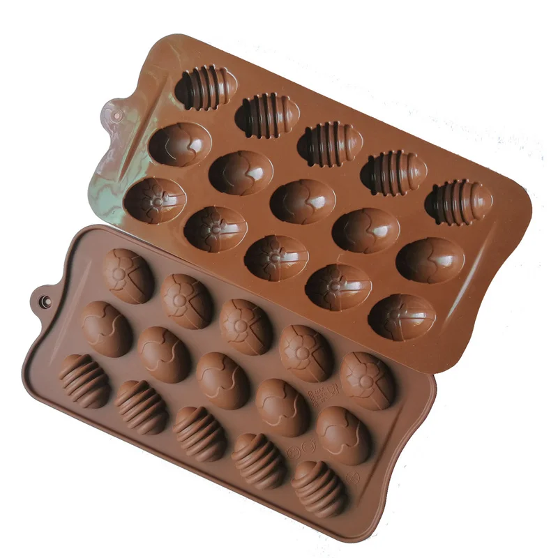 15 buracos mini ovos de páscoa moldes de chocolate de silicone forma moldes de bolo bakeware bandeja de cozimento fondant ferramentas de decoração do bolo